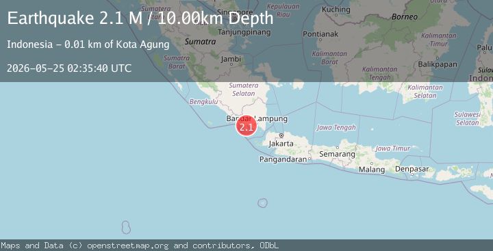 Map of Southern Sumatra, Indonesia