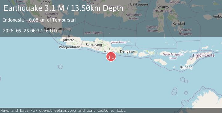 Map of South of Java, Indonesia