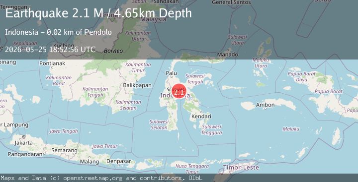 Map of Sulawesi, Indonesia