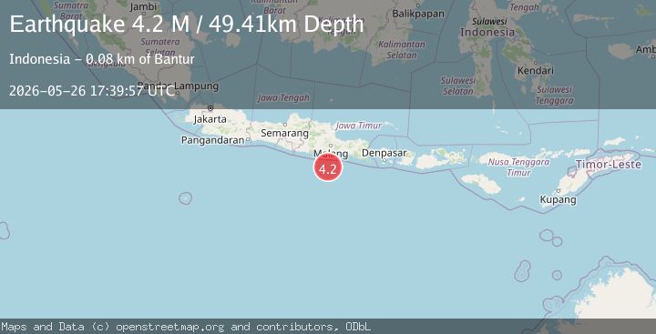 Map of South of Java, Indonesia