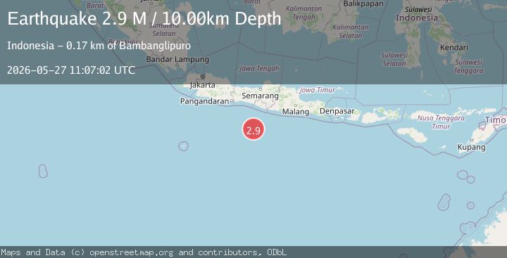 Map of South of Java, Indonesia