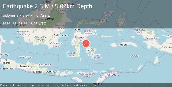 Map of Sulawesi, Indonesia