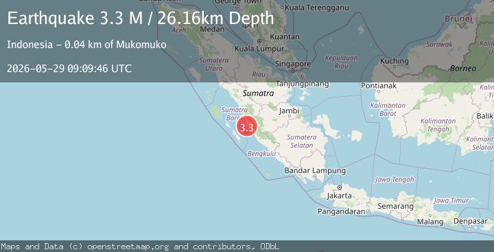 Map of Southern Sumatra, Indonesia