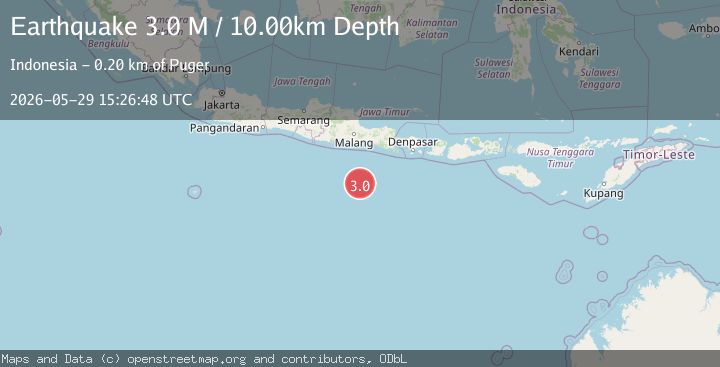 Map of South of Java, Indonesia