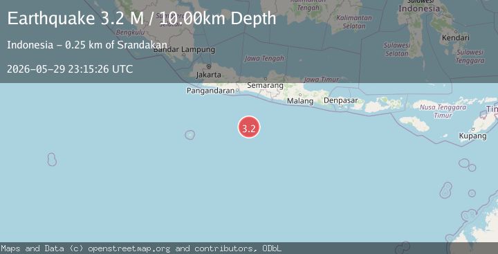 Map of South of Java, Indonesia