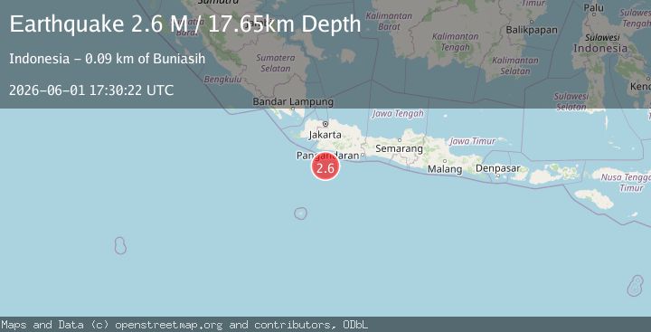 Map of South of Java, Indonesia