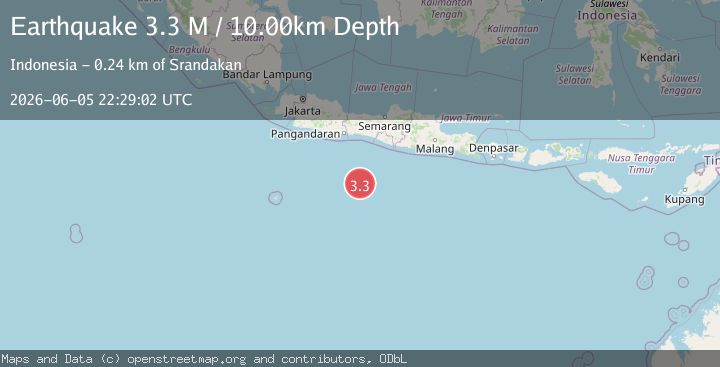 Map of South of Java, Indonesia