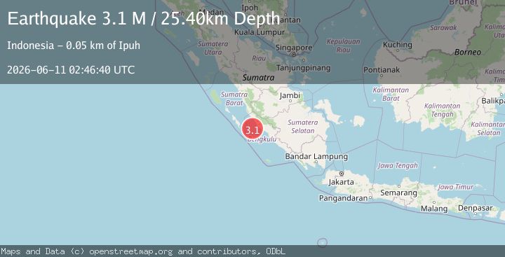 Map of Southern Sumatra, Indonesia