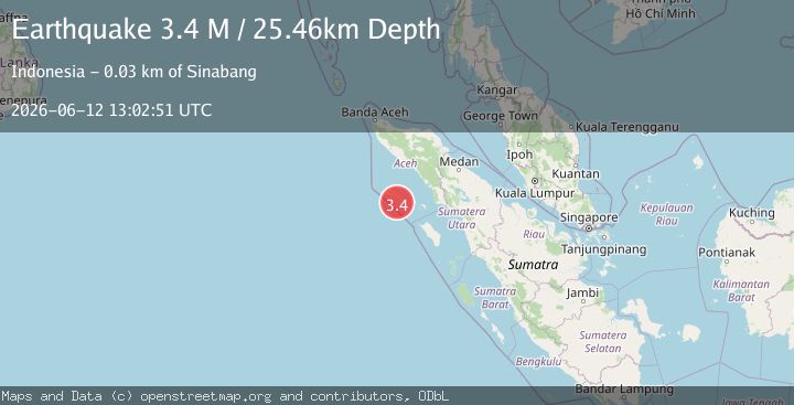Map of Northern Sumatra, Indonesia