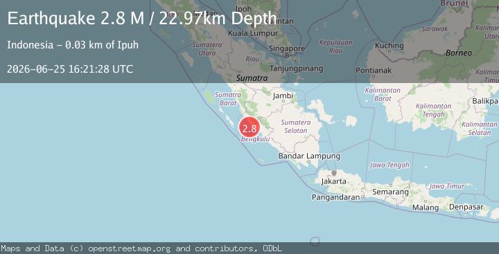 Map of Southern Sumatra, Indonesia