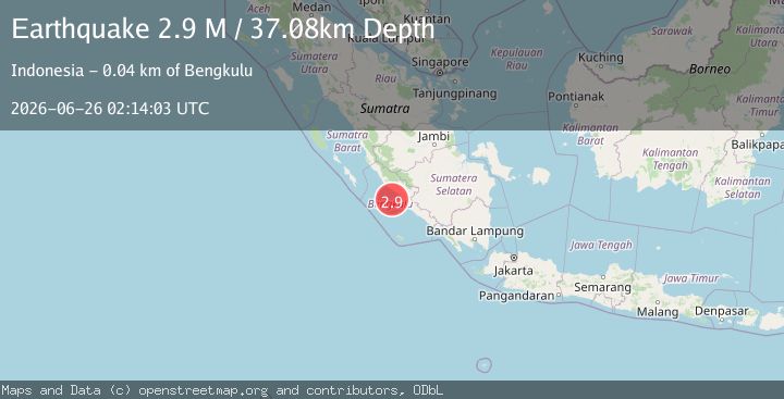 Map of Southern Sumatra, Indonesia