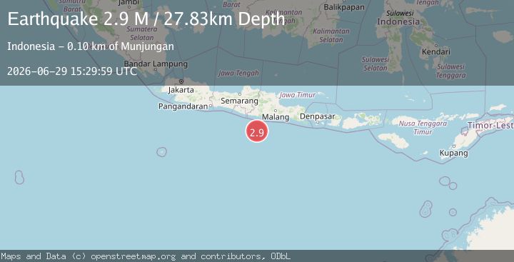 Map of South of Java, Indonesia