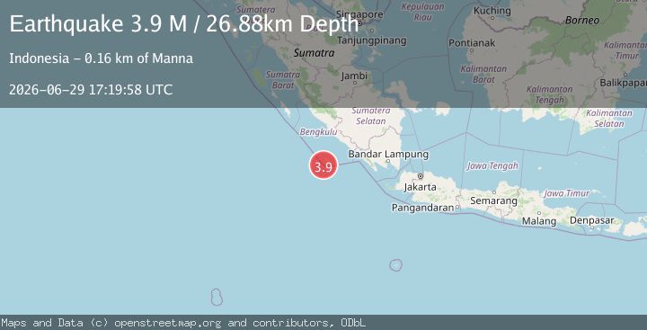 Map of Southern Sumatra, Indonesia