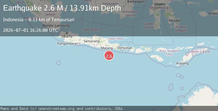 Map of South of Java, Indonesia