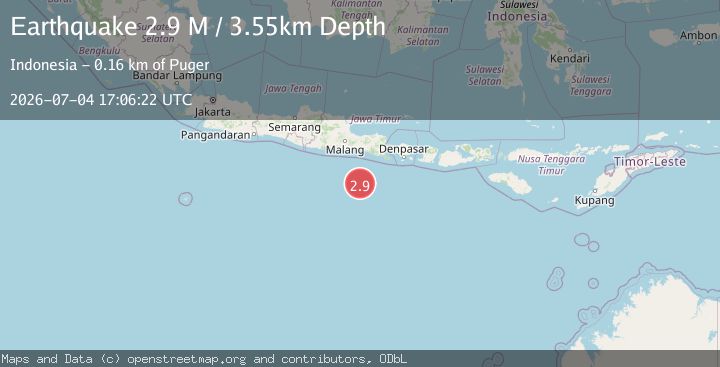 Map of South of Java, Indonesia