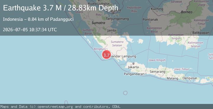 Map of Southern Sumatra, Indonesia