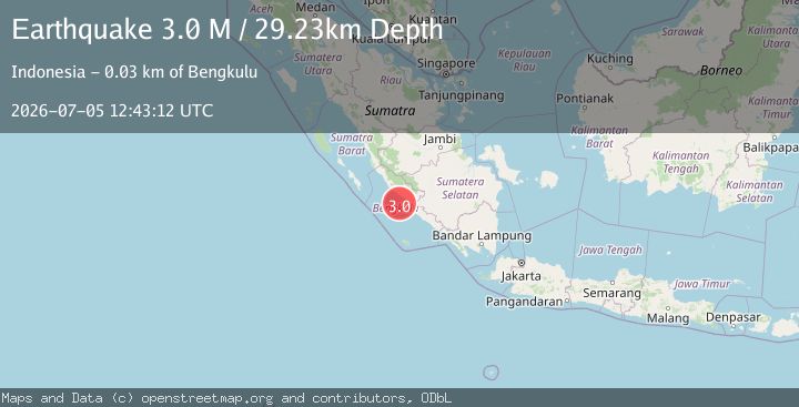 Map of Southern Sumatra, Indonesia