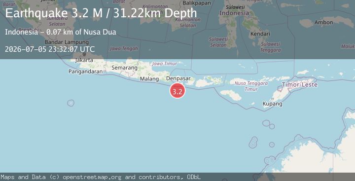 Map of South of Bali, Indonesia