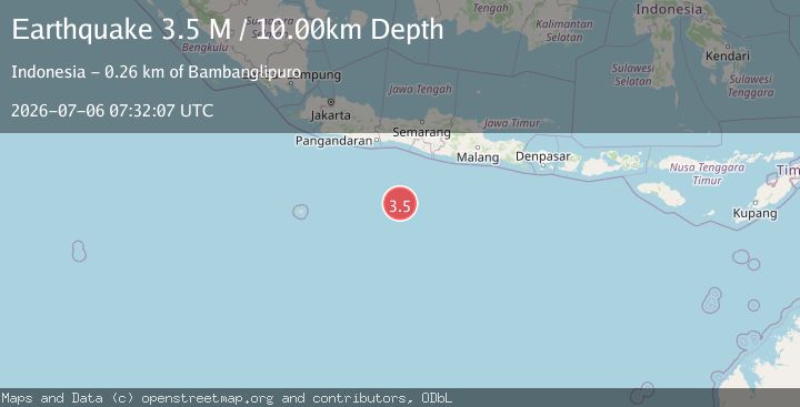 Map of South of Java, Indonesia