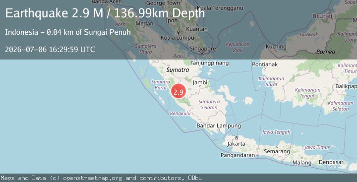 Map of Southern Sumatra, Indonesia