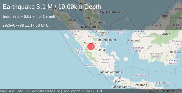 Map of Southern Sumatra, Indonesia