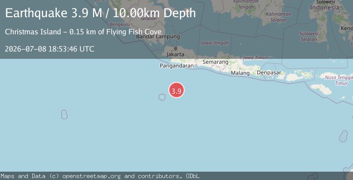 Map of South of Java, Indonesia