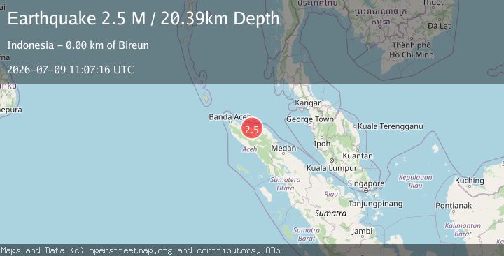 Map of Northern Sumatra, Indonesia