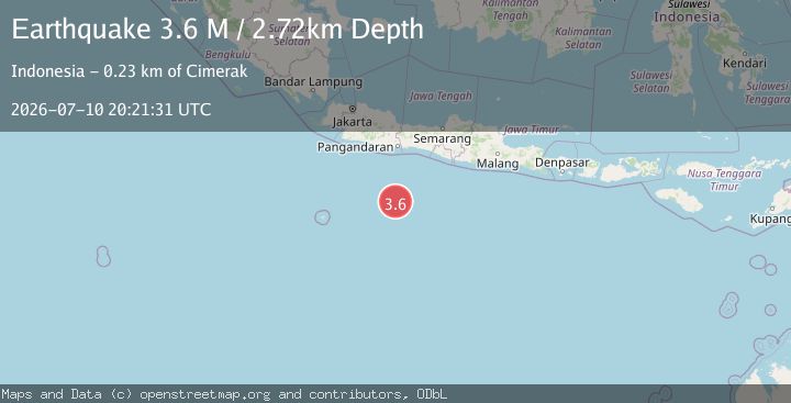Map of South of Java, Indonesia