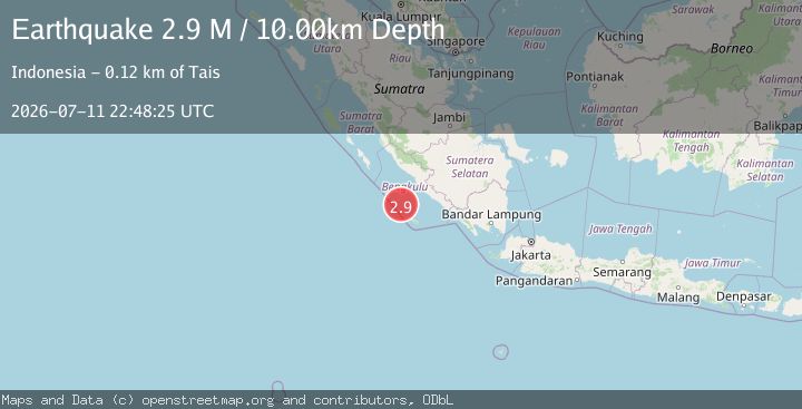 Map of Southern Sumatra, Indonesia
