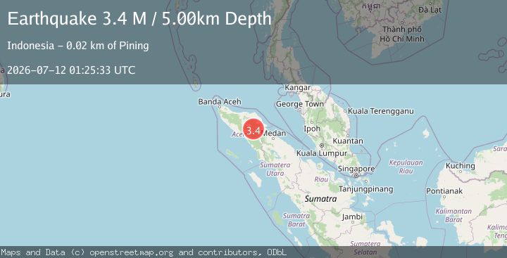 Map of Northern Sumatra, Indonesia