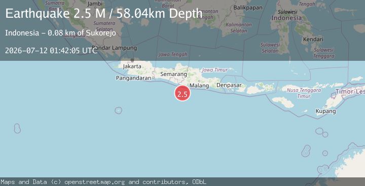 Map of Java, Indonesia