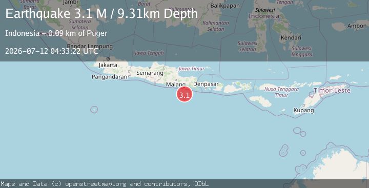 Map of South of Java, Indonesia