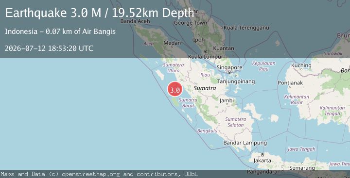 Map of Southern Sumatra, Indonesia