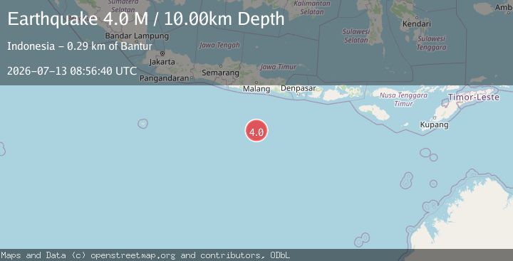 Map of South of Java, Indonesia
