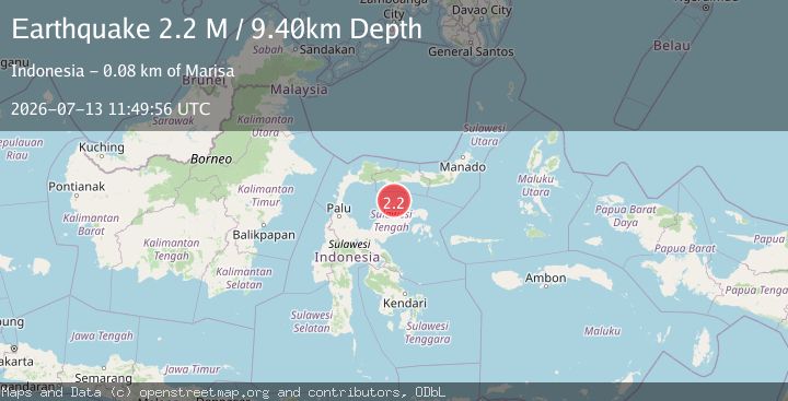 Map of Minahassa Peninsula, Sulawesi