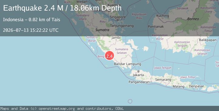 Map of Southern Sumatra, Indonesia