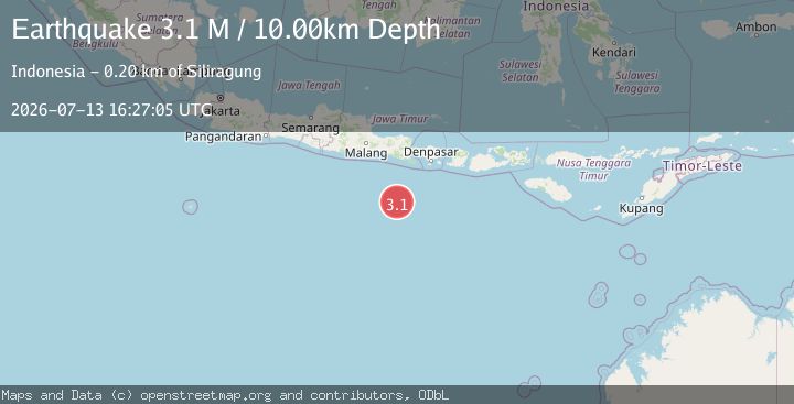 Map of South of Java, Indonesia