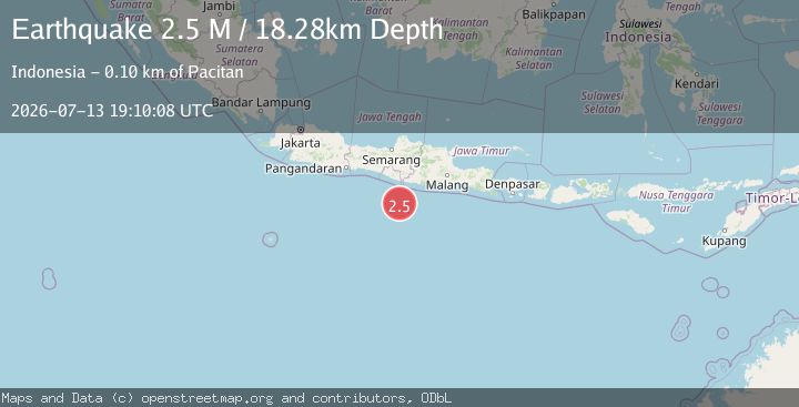 Map of South of Java, Indonesia