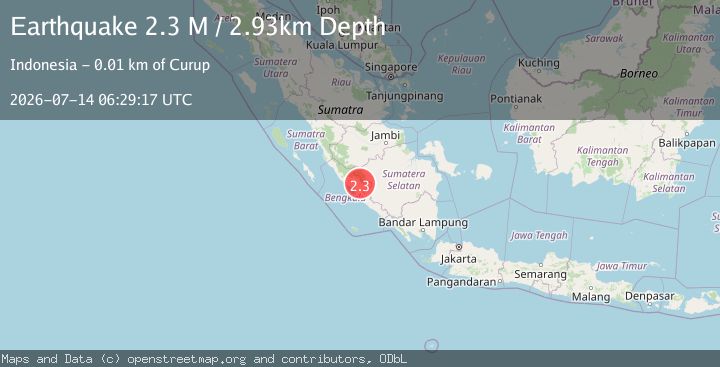Map of Southern Sumatra, Indonesia