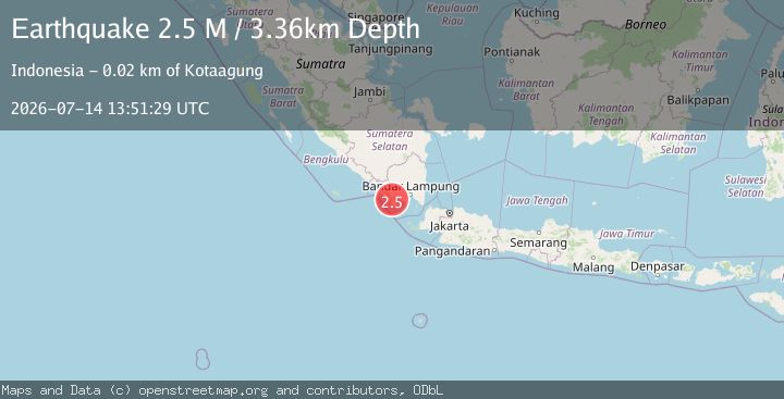 Map of Southern Sumatra, Indonesia