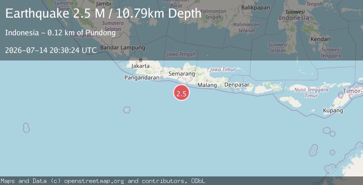 Map of South of Java, Indonesia
