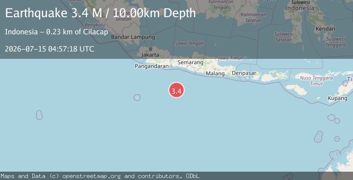 Map of South of Java, Indonesia