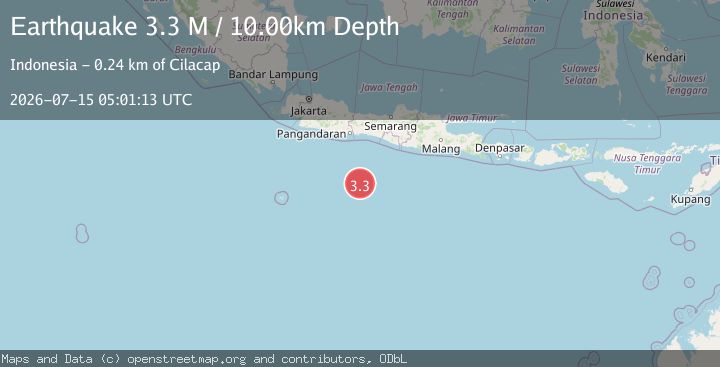 Map of South of Java, Indonesia