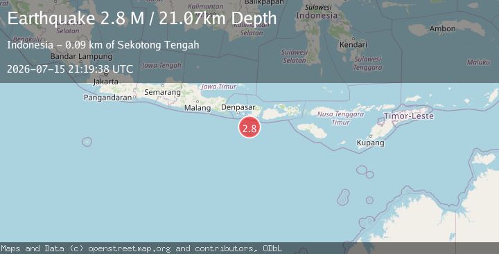 Map of South of Bali, Indonesia