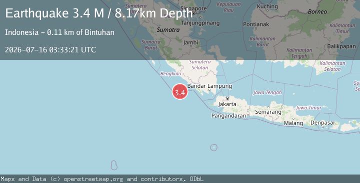 Map of Southern Sumatra, Indonesia