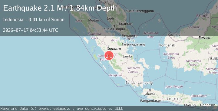 Map of Southern Sumatra, Indonesia