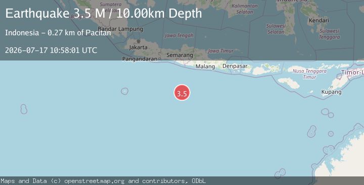 Map of South of Java, Indonesia