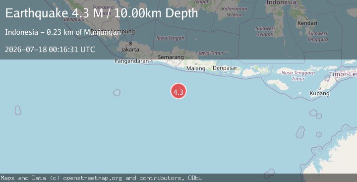 Map of South of Java, Indonesia