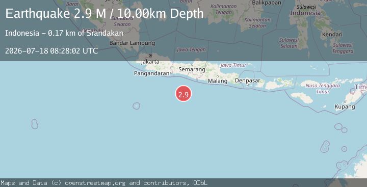 Map of South of Java, Indonesia