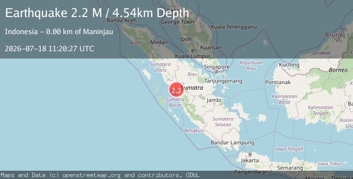 Map of Southern Sumatra, Indonesia